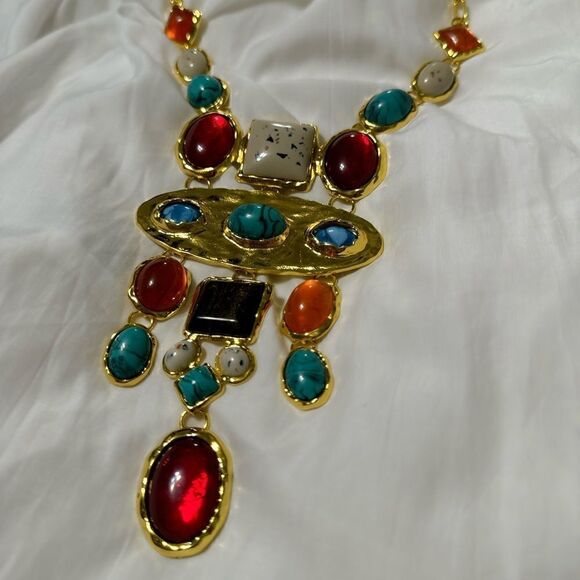 Boho stone drop necklace M596 - Picture 4 of 5